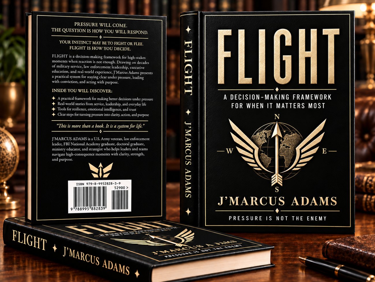 FLIGHT by J’Marcus Adams: front cover, spine, and back cover